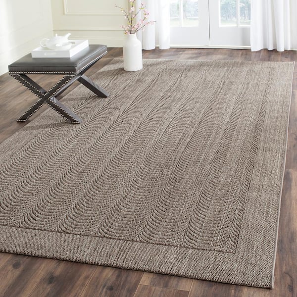 Palm Beach Silver 4 ft. x 6 ft. Border Solid Area Rug