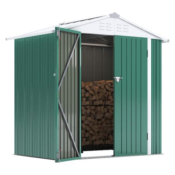 Tozey 6 ft. W x 4 ft. D Outdoor Storage Metal Shed Utility Patio Shed for Garden and Backyard 24 sq. ft. in Green