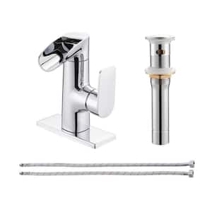 Rotatable Single-Handle Single Hole Bathroom Faucet in Chrome