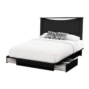 Step 1-Black Particle Board Frame Full Panel Bed With Headboard