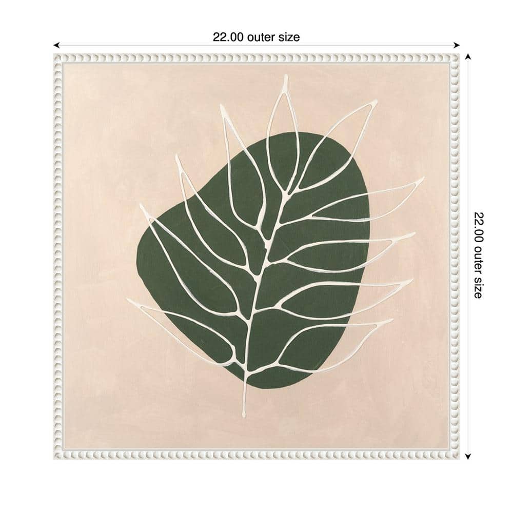 Peace Offering IV Green Leaf Abstract Canvas Wall Art with White Frame