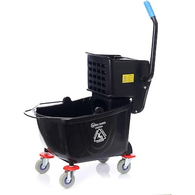 Black Mop Bucket with Wringer 26 Qt. Capacity