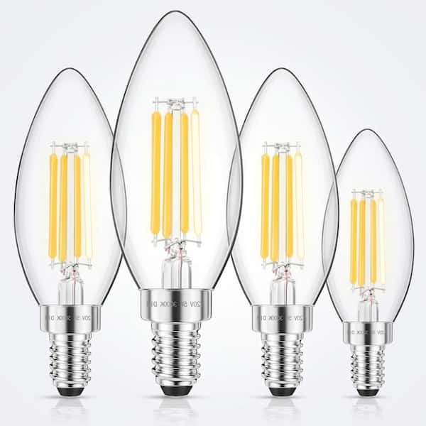 60-Watt Equivalent B11 E12 Candelabra Dimmable Clear Glass LED Light Bulb in 3000K Soft White (4-Pack)