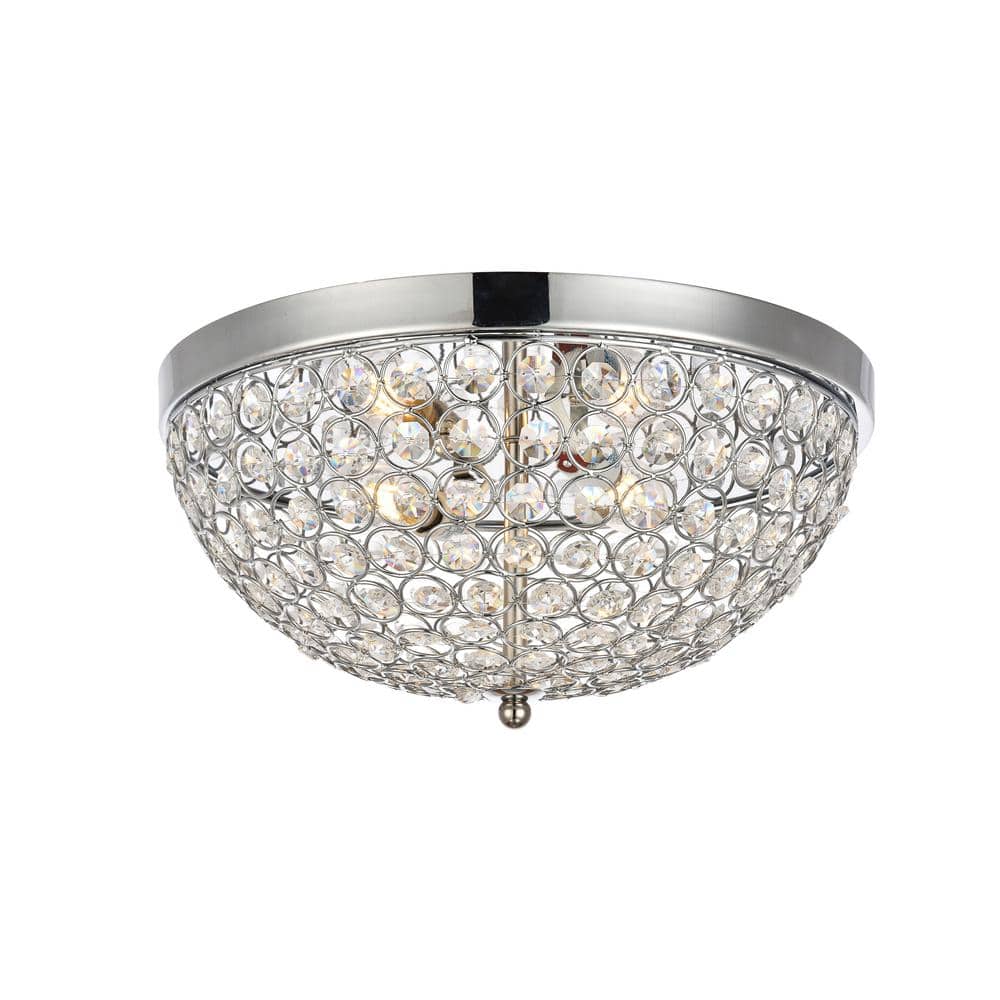 Timless Home 13.5 in. 3-Light Contemporary Chrome Flush Mount with No Bulbs