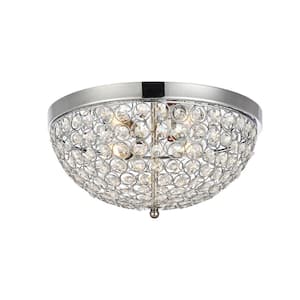 Timless Home 13.5 in. 3-Light Contemporary Chrome Flush Mount with No Bulbs Included