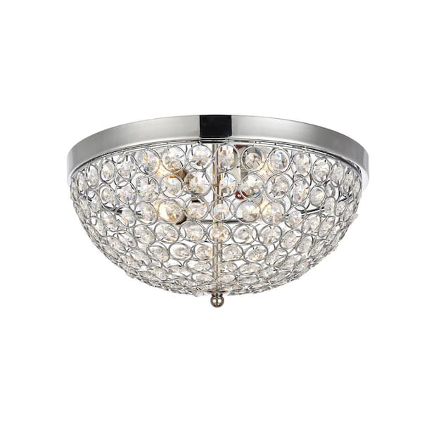Unbranded Timless Home 13.5 in. 3-Light Contemporary Chrome Flush Mount with No Bulbs Included