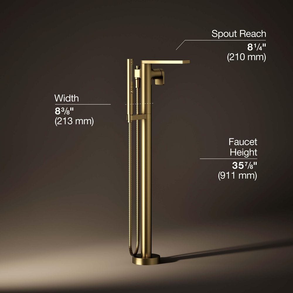 Vibrant Brushed Moderne Brass Freestanding Bath Faucet