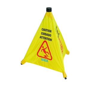 20 in. English/Spanish/French Pop-Up Caution Cone with Carrier (Case of 12)