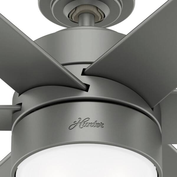 Hunter Solaria 60 In Integrated Led Indoor Outdoor Matte Silver Ceiling Fan With Light Kit And Wall Control 59625 The Home Depot Hunter Solaria 60 In Integrated Led, 60 Inch Hunter Outdoor Ceiling Fan