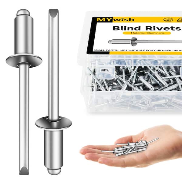 3/16 in. x 3/8 in. Aluminum Blind Pop Rivets (250-Pack) with Steel Mandrel