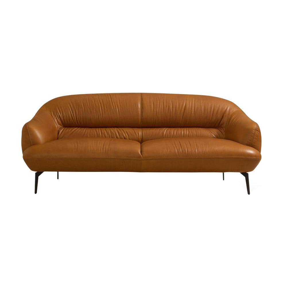 Acme Furniture Leonia 66 in. Cognac Leather Upholstery Loveseat, Red