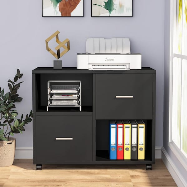 2 drawer rolling wood file cabinet