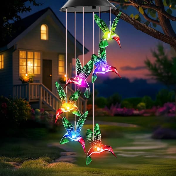 Cubilan Solar Hummingbird Wind Chimes for Outside Garden, Solar