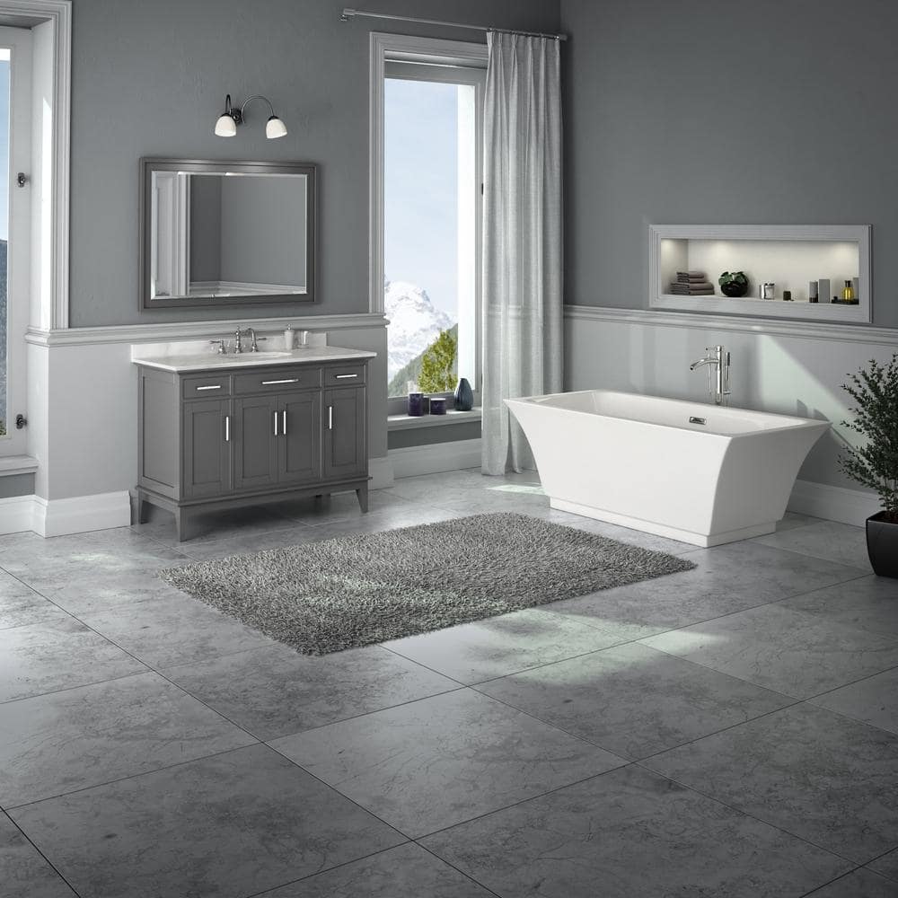 Galina 67'' White Acrylic Freestanding Soaking Bathtub