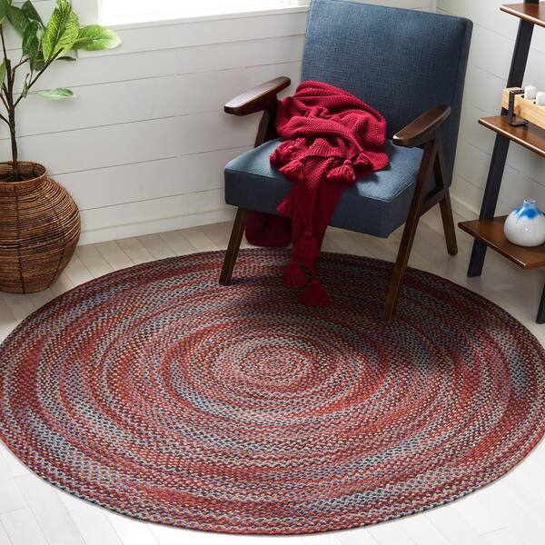 SAFAVIEH Braided Red/Multi 8 ft. x 10 ft. Oval Border Area Rug BRD210A-8OV  - The Home Depot