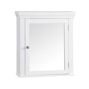 Chestnut 18.5 in. W x 20 in. H White Wooden Surface Mount Bathroom Medicine Cabinet with Mirror and Crown Molded Top