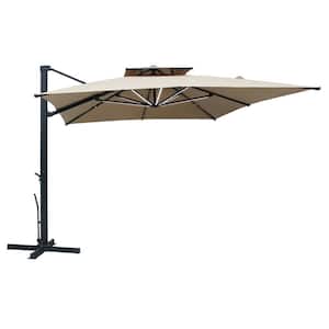 13 ft. x 10 ft. Rectangular Outdoor Aluminum Cantilever Umbrella in Taupe with LED Strip