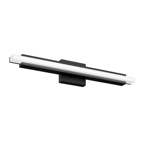 Ophelia 27 in. 1-Light Matte Black 5CCT Integrated LED Wall Vanity Light Fixture