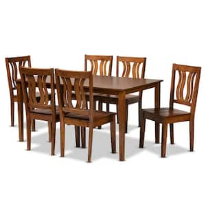 Zamira 7-Piece Walnut Brown Dining Set