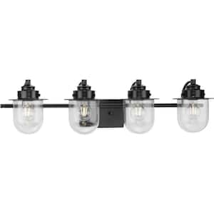 Northlake Collection 32.5 in. 4-Light Matte Black Clear Glass Transitional Vanity Light