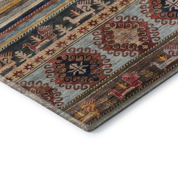 Mayfield Premium Machine Washable Abstract AMF1626 Paprika 8 ft. x 10 ft. Area Rug