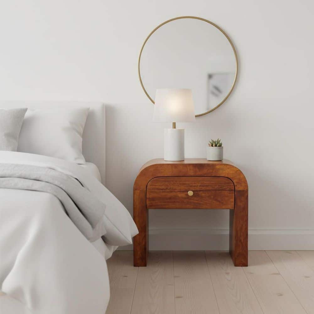 Harriet Oak 1 Drawer Solid Wood Darcy Nightstand