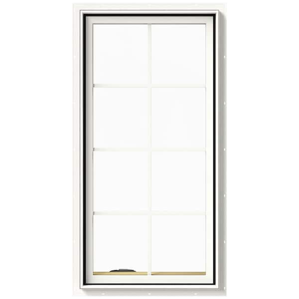 JELD-WEN 24 in. x 48 in. W-2500 Series White Painted Clad Wood Left-Handed Casement Window with Colonial Grids/Grilles