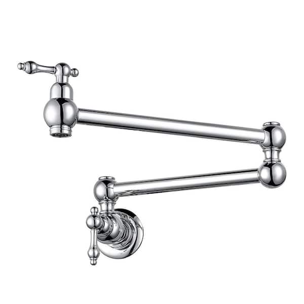 Wall Mounted Pot Filler with Level Handle in Polished Chrome