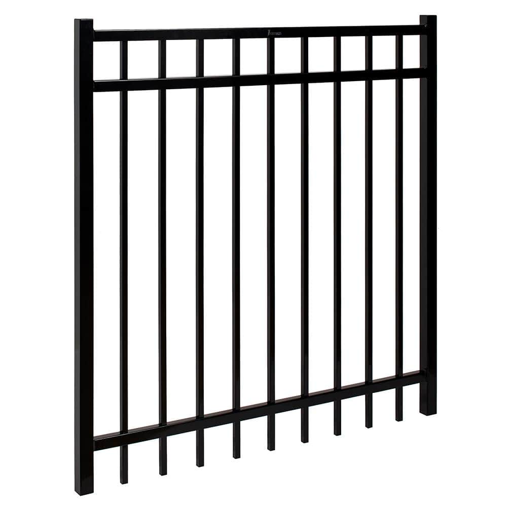 Versai Gloss Black Powder-Coated Steel Privacy Fence Gate