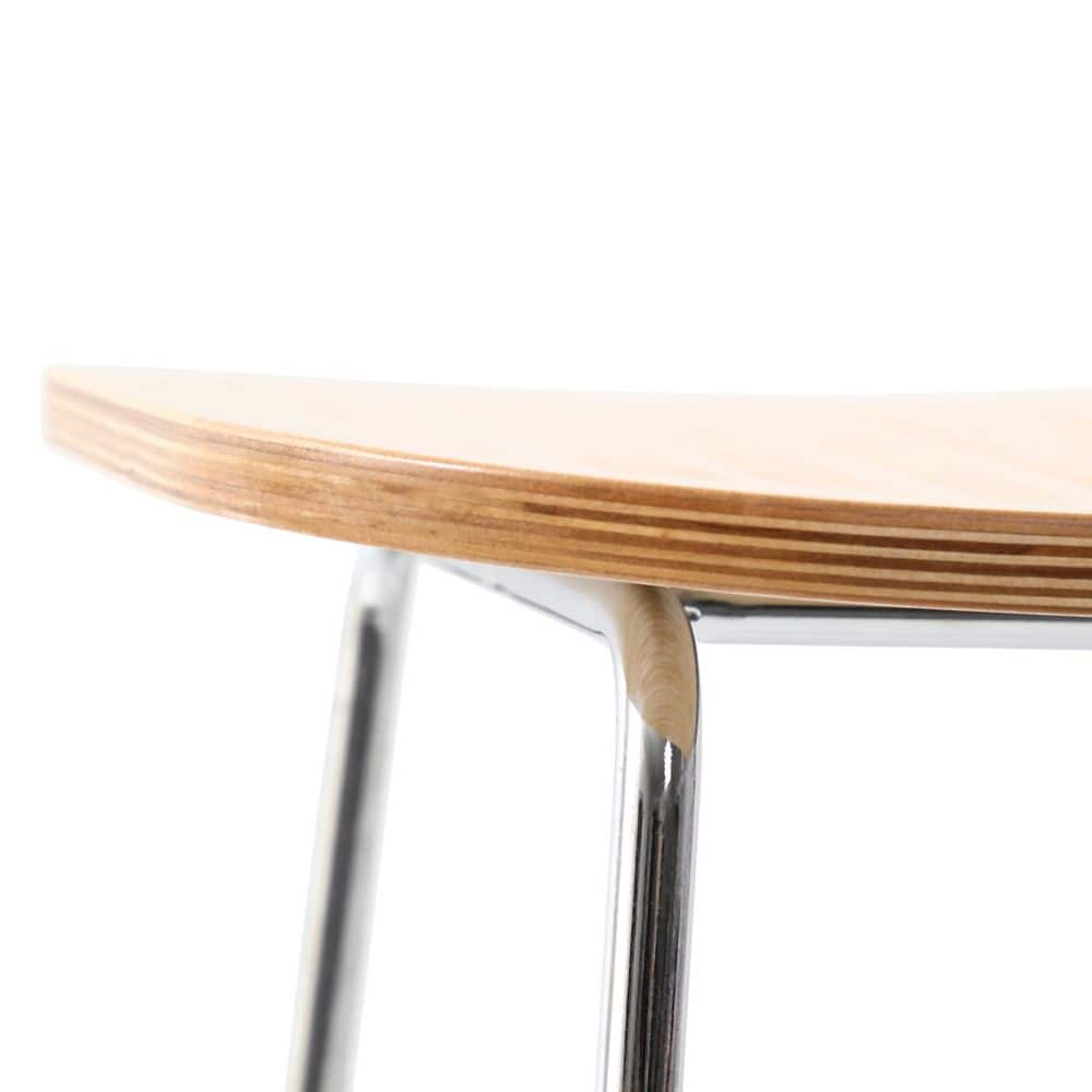 Melrose Natural Wood Saddle Style Bar Stool with Chrome Base