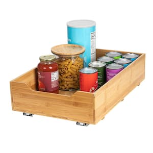 Glidez Natural Bamboo and Steel Under Cabinet Pull-Out/Slide-Out Storage Organizer