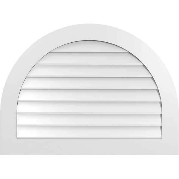Ekena Millwork 38 in. x 28 in. Round Top Surface Mount PVC Gable Vent: Decorative with Standard Frame