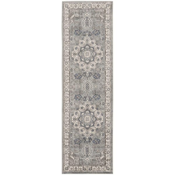 Nourison Concerto Grey/Ivory 2 ft. x 8 ft. Persian Vintage Kitchen Runner Area Rug