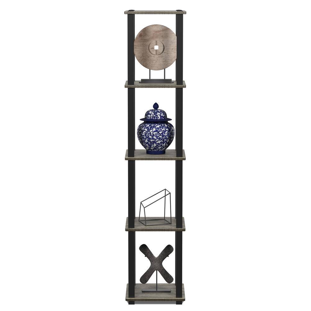 Black and Gray Adjustable 5-Tier Corner Wood Shelf