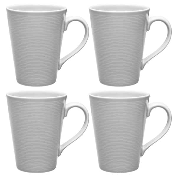 Noritake Colorscapes Grey-on-Grey Swirl 12 fl. oz. (Gray) Porcelain Mugs, (Set of 4)