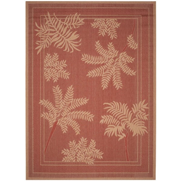 SAFAVIEH Courtyard Terracotta/Natural 8 ft. x 11 ft. Border Indoor/Outdoor Area Rug