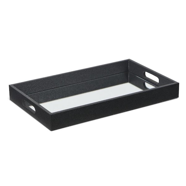 HomeRoots Black Rectangle Wood 15.75 in. Decorative Tray
