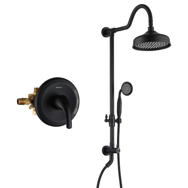 Unbranded 8in Single Handle 1-Spray Shower Faucet 2.5 GPM with Pressure Balance Valve in. Matte Black