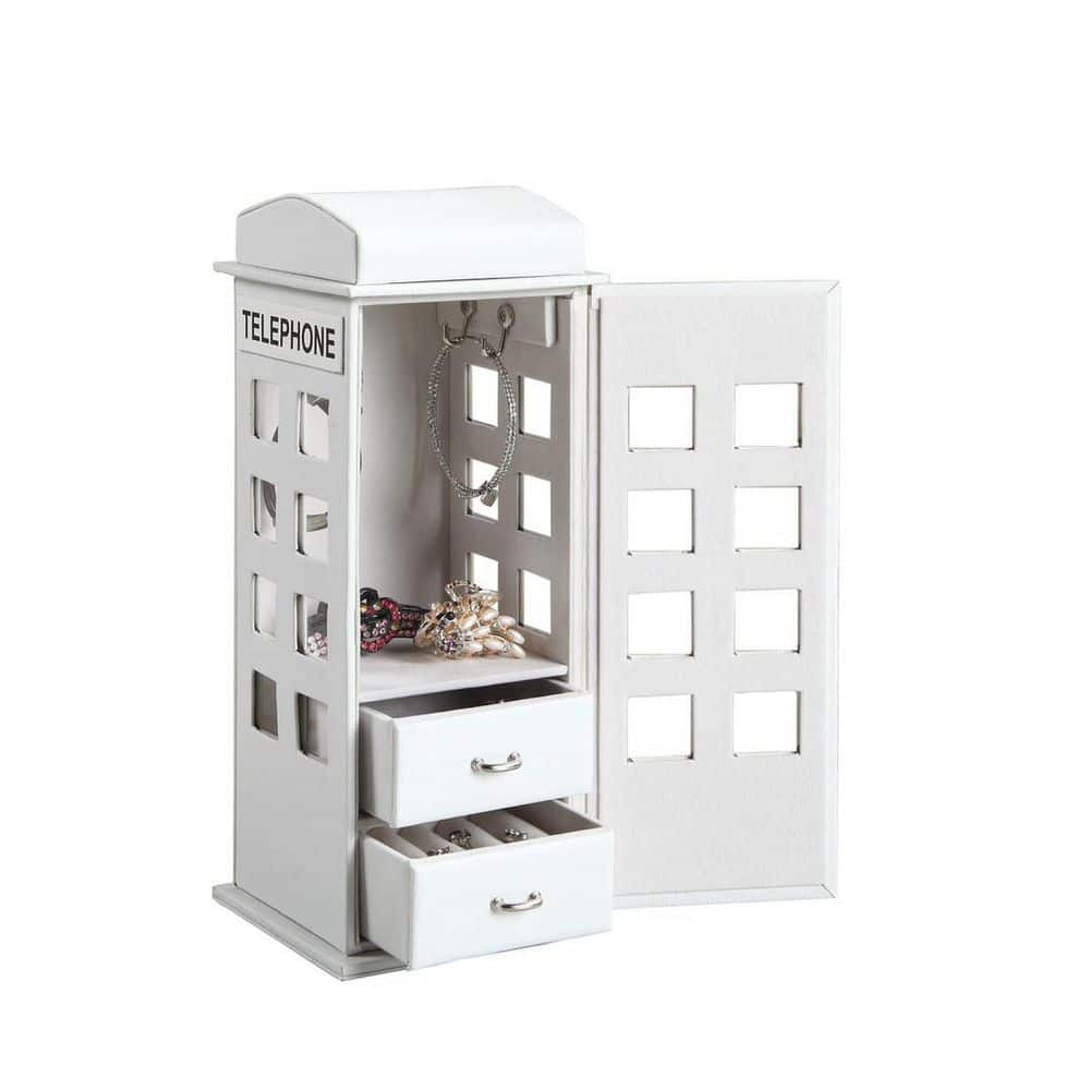 "11.5"" Tall Leather Jewelry Box, British Telephone Design, White" price history on PriceWatchPro