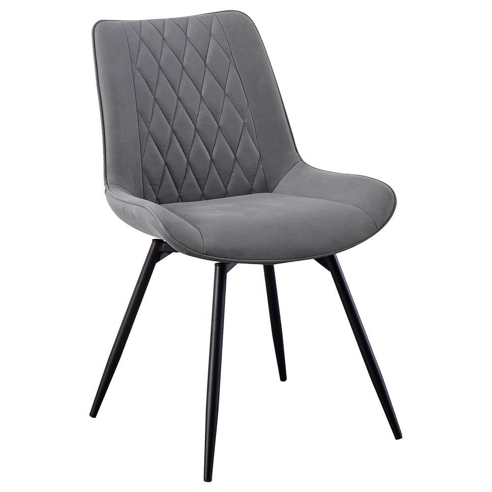 Gray Faux Leather Swivel Dining Chair with Metal Legs