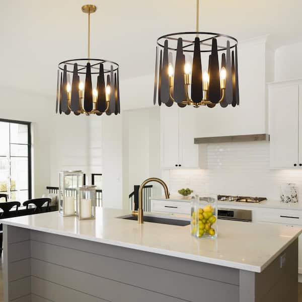 17.72 in. 6-Light Gold Wind Chime Chandelier with E12 Bulb No Bulbs Included）