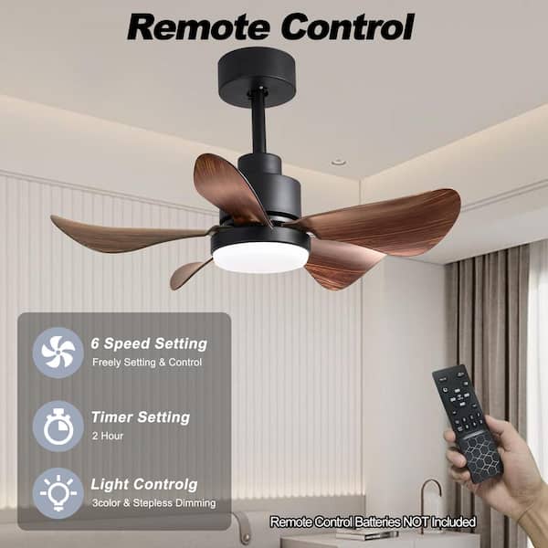 28 in. Integrated LED Indoor Black Ceiling Fan With Light Kit and App/Remote Control