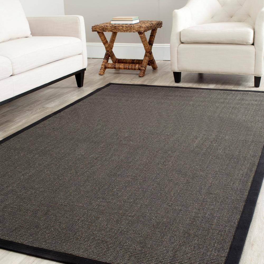 Charcoal and Black Hand-Knotted Wool Area Rug, 3' x 5'