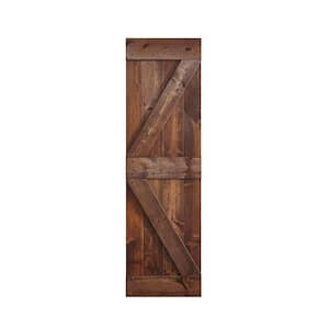K Series 24 in. x 84 in. Dark Walnut DIY Knotty Pine Wood Barn Door Slab