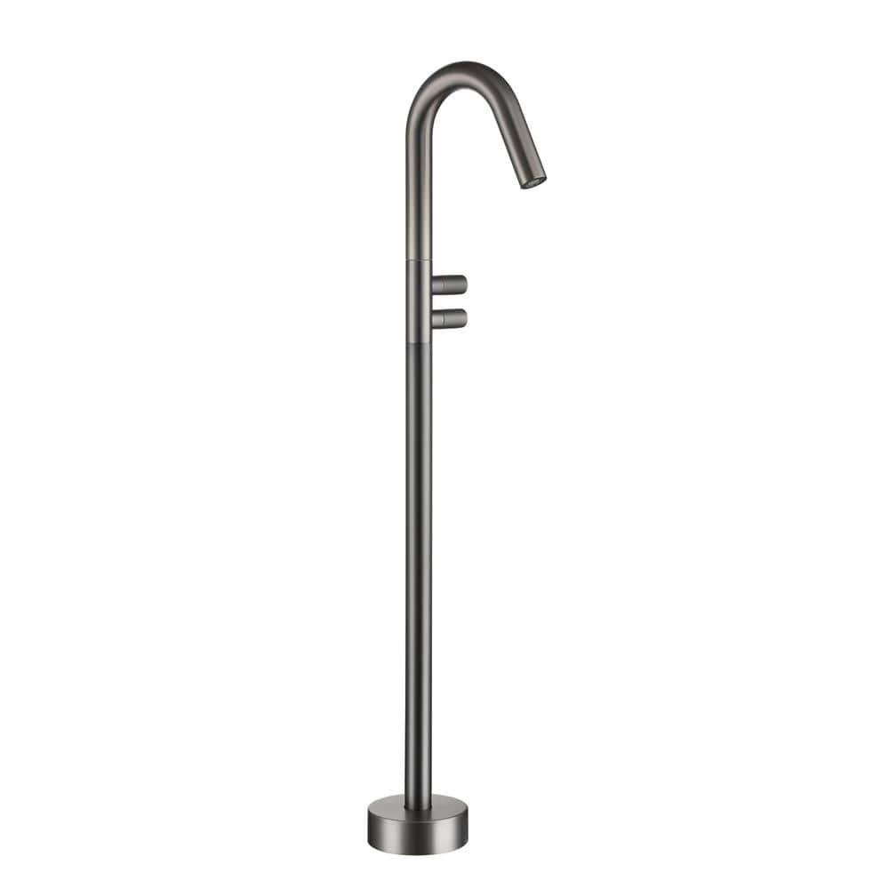 Freestanding Floor Mount Double Handle Bath Tub Filler Faucet with Water Su