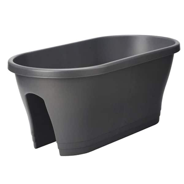 Unbranded 24 in. Oval Anthracite Flower Bridge Planter