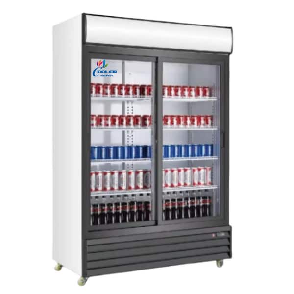 51.5 in. W 31.2 cu. ft. Commercial Refrigerator Merchandiser with Two Sliding Glass Door in White Coated Steel