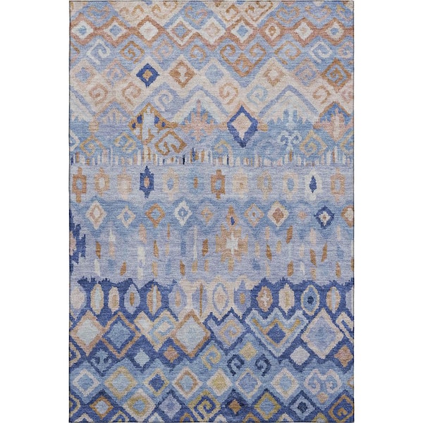Mayfield Premium Machine Washable Abstract AMF2303 Blue 9 ft. x 12 ft. Area Rug