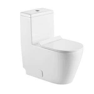 1-Piece 0.88/1.28 GPF Dual Flush Elongated Toilet in White, Seat Included