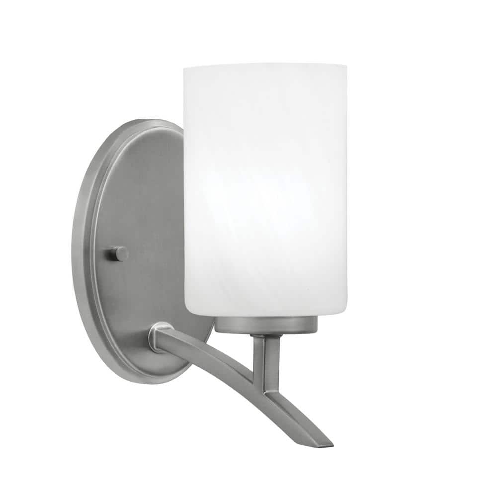 Siena 4 in. 1-Light Graphite Sconce with 4 in. White Marble Glass Shade No 